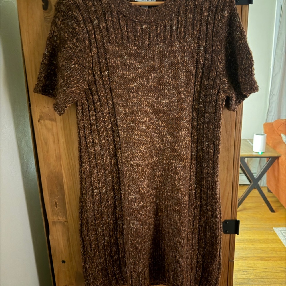 Elegant Brown Knit Mini Dress